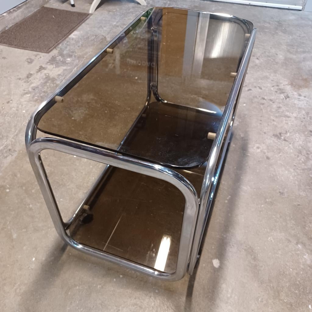 Salontafel Roltafel bar, Huis en Inrichting, Ophalen, Gebruikt, 50 tot 100 cm, Glas