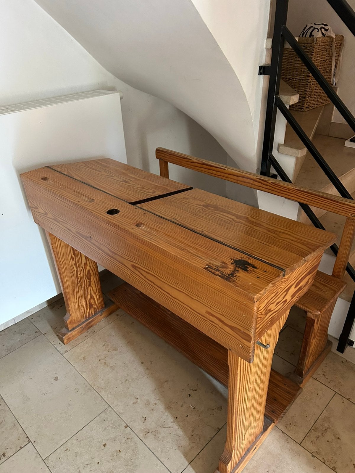 Vintage schoolbank, Huis en Inrichting, Vintage, Ophalen, Gebruikt