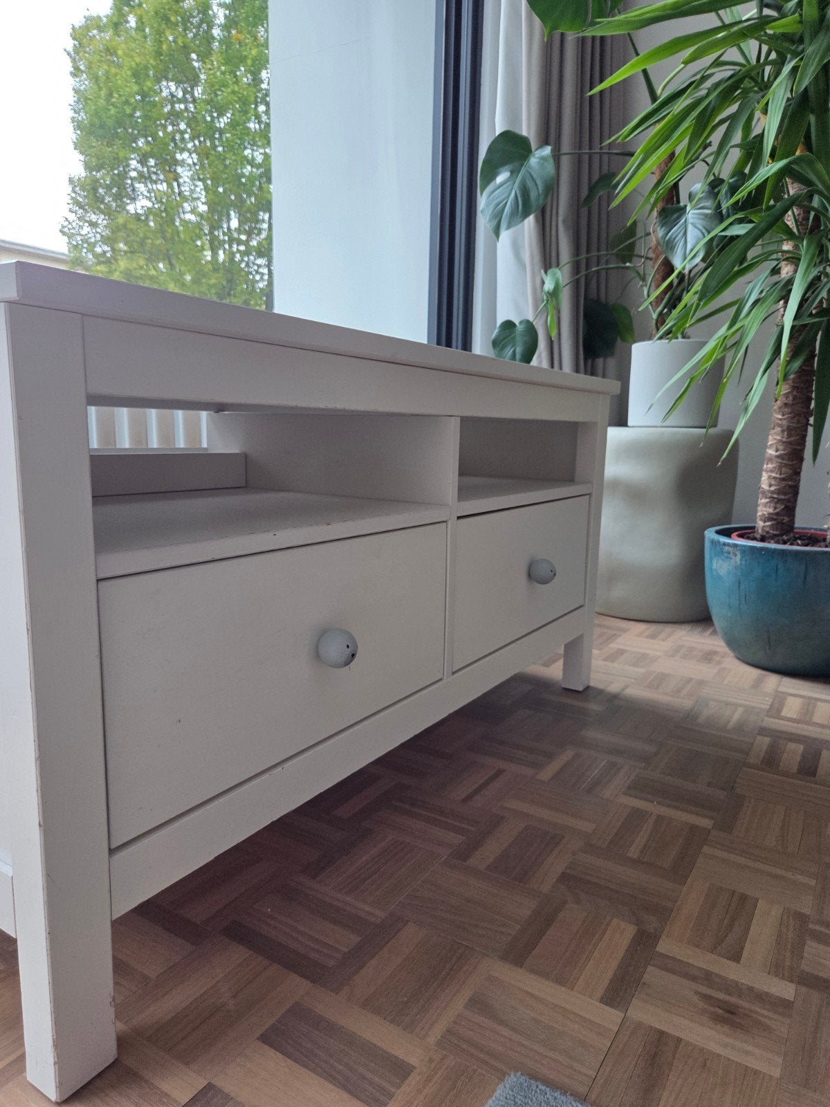 Ikea Hemnes tv meubel wit, Ophalen, Gebruikt, 100 tot 150 cm, Minder dan 100 cm