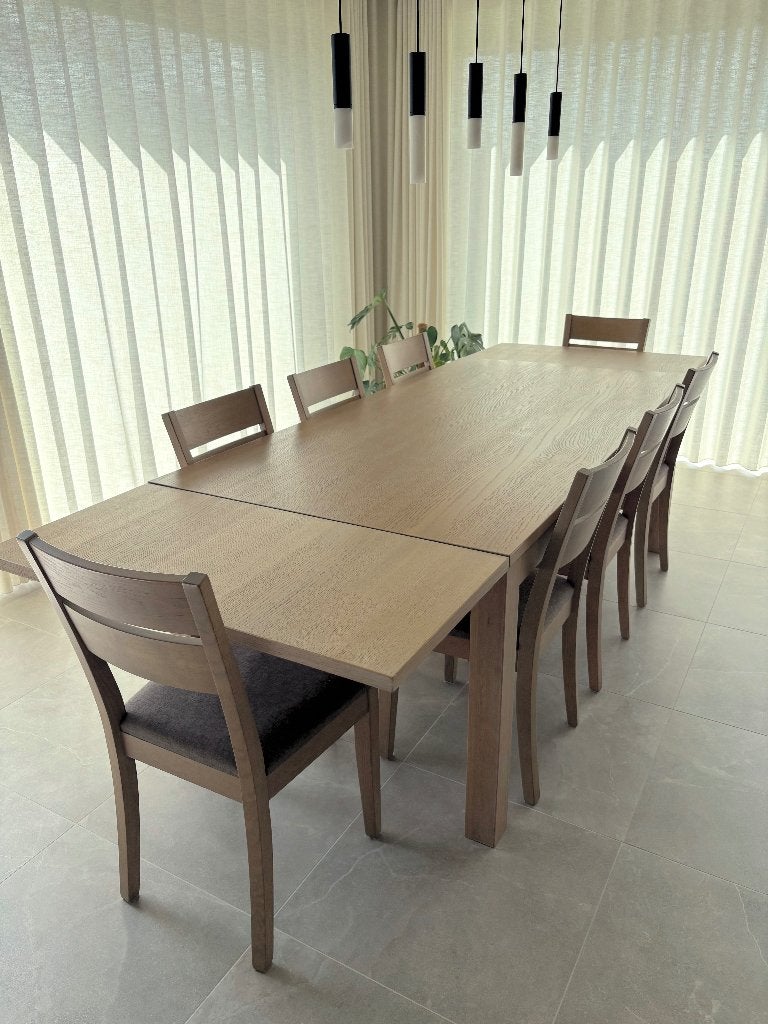 Massief houten eettafel 3m | 8 stoelen | Uitschuifbaar, Ophalen, Gebruikt, 100 tot 150 cm, 200 cm of meer