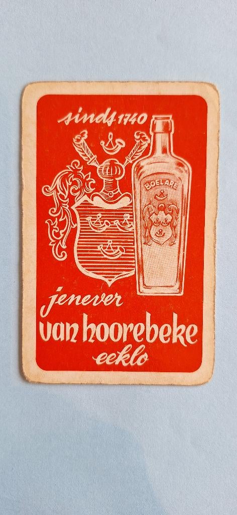 Speelkaart Eecloo_Jenever Van Hoorebeke_rood_264, Verzamelen, Ophalen of Verzenden, Gebruikt, Speelkaart(en)