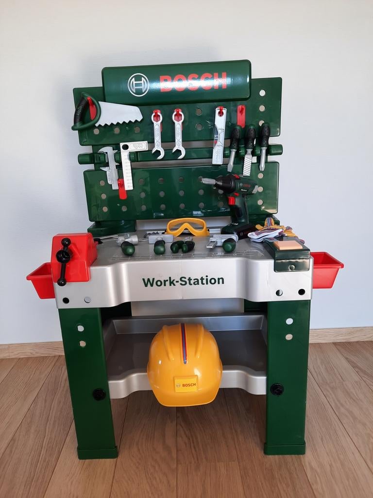 Speelgoed werkbank Bosch met accessoires, Ophalen, Zo goed als nieuw