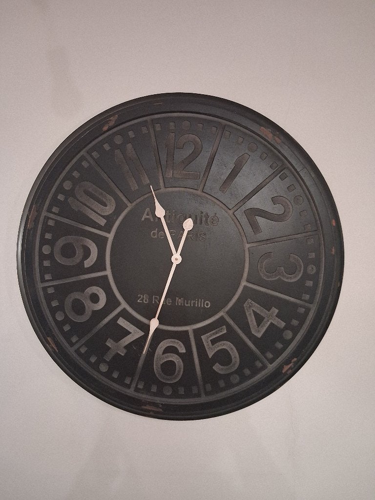 Wandklok, Ophalen, Vintage, Analoog, Zwart