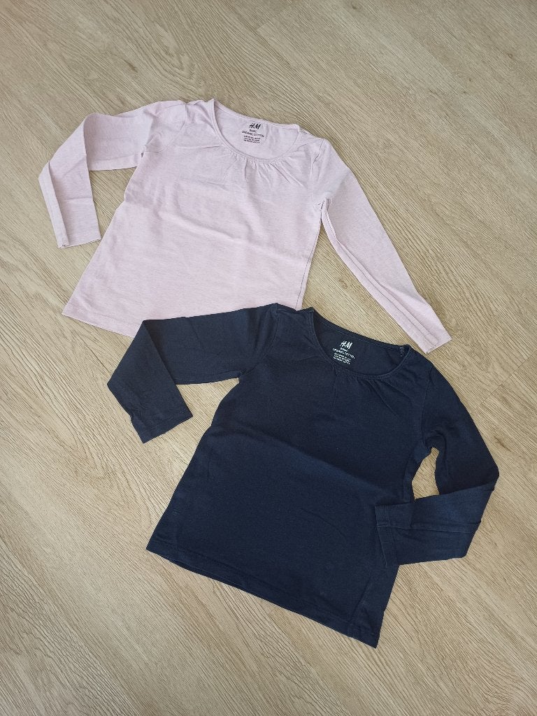 H&M 2 shirtjes met lange mouwen - maat 98/104, Kinderen en Baby's, Kinderkleding | Maat 98, Meisje, H&M, Ophalen of Verzenden