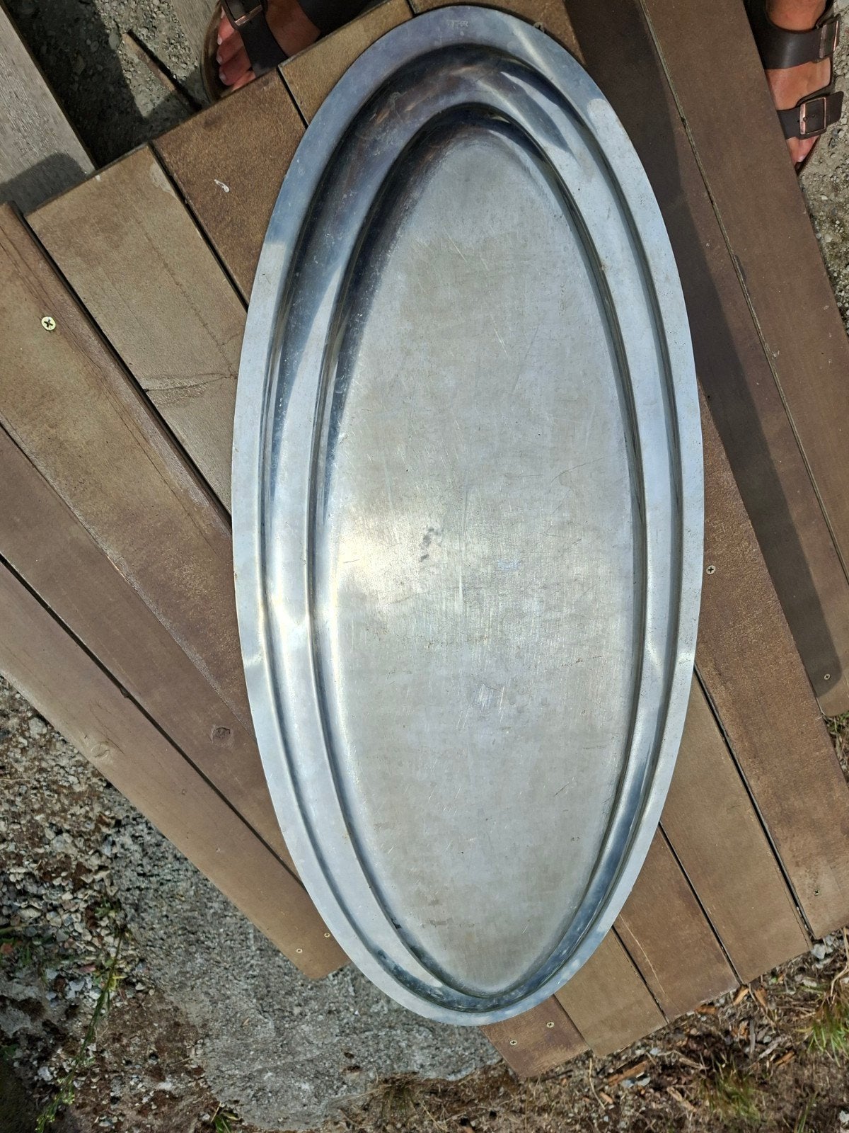 dienblad van roestvrij staal/zilver, Antiek en Kunst, Ophalen