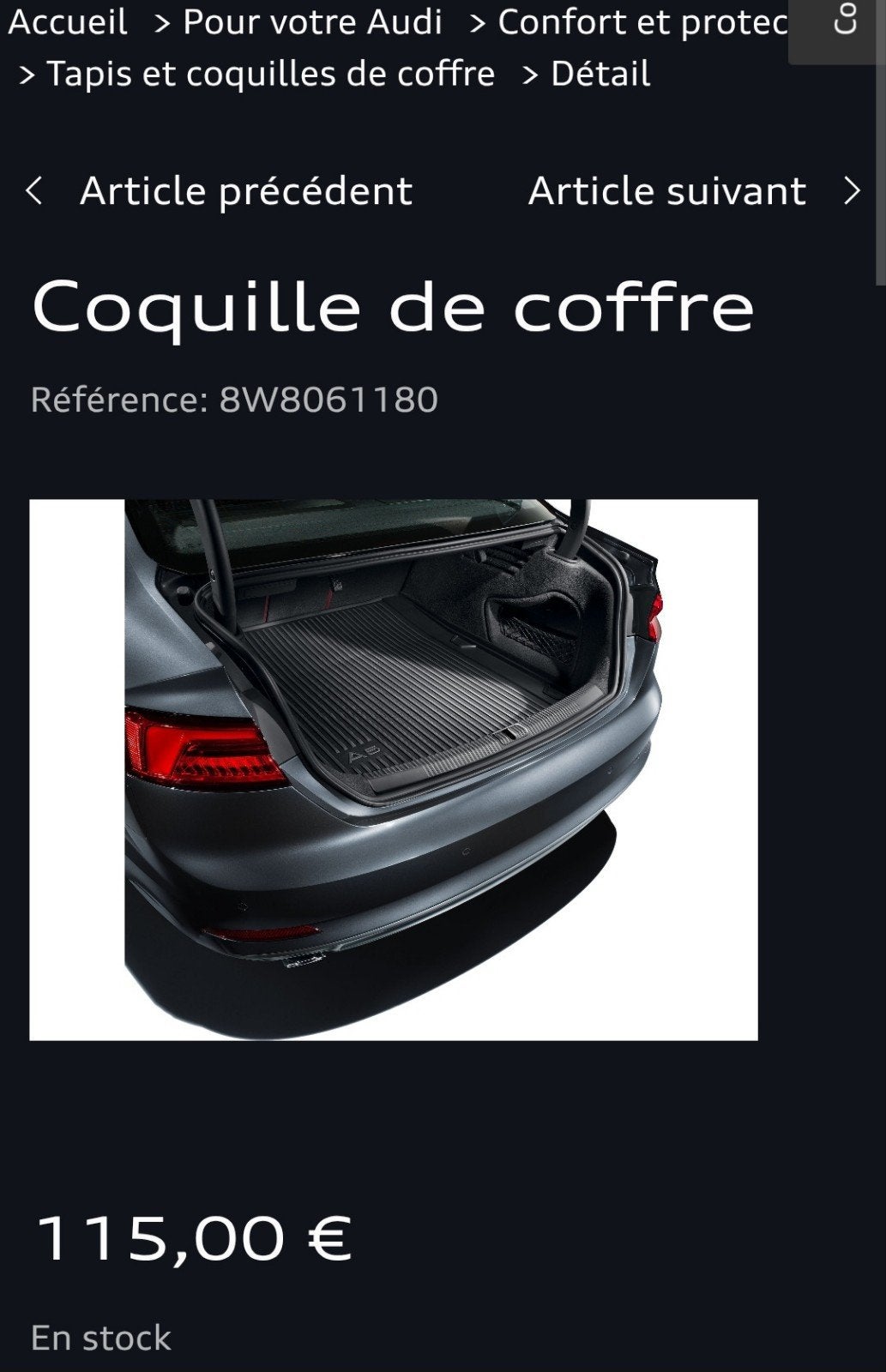 Tapis de coffre Audi A5 Sportback
