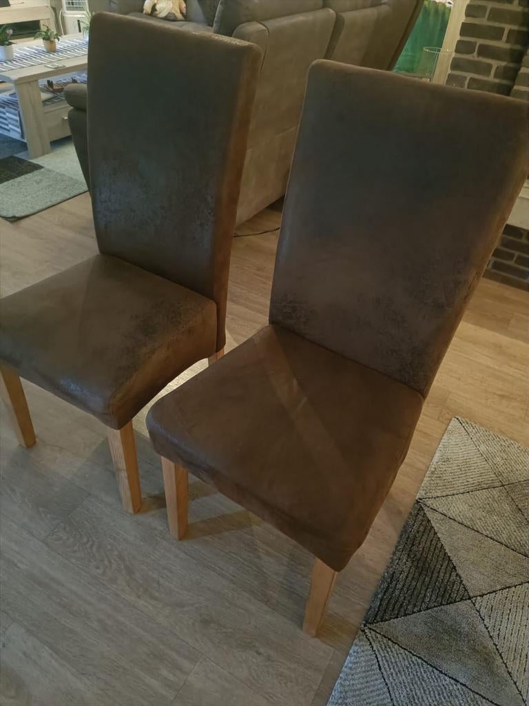 Eetkamerstoelen, Huis en Inrichting, Stoelen, Zo goed als nieuw, Vier, Stof, Bruin, Ophalen