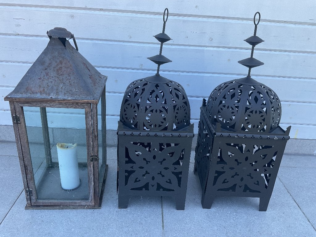 Lot de trois lanternes décoratives, Enlèvement, Utilisé, Fer, Autres types