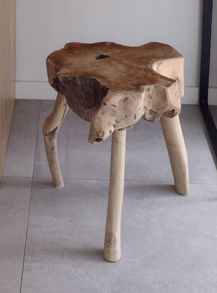 Teak Wortelhout Bijzettafeltje, Plantenstaander,..., Neuf, Moins de 55 cm, 45 à 60 cm, Enlèvement