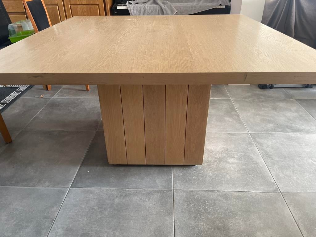 Vierkante houten eettafel, Huis en Inrichting, Ophalen, Gebruikt, Vijf personen of meer, 100 tot 150 cm
