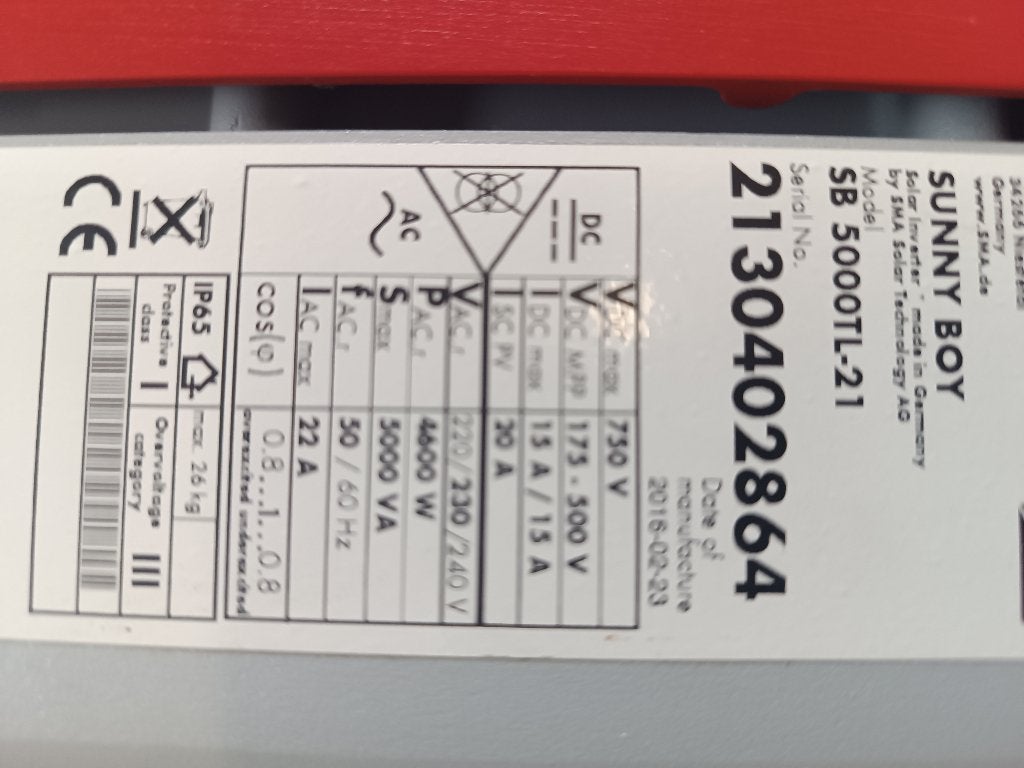 Sma omvormer, Doe-het-zelf en Bouw, Ophalen, Zo goed als nieuw, Overige typen, 200 wattpiek of meer