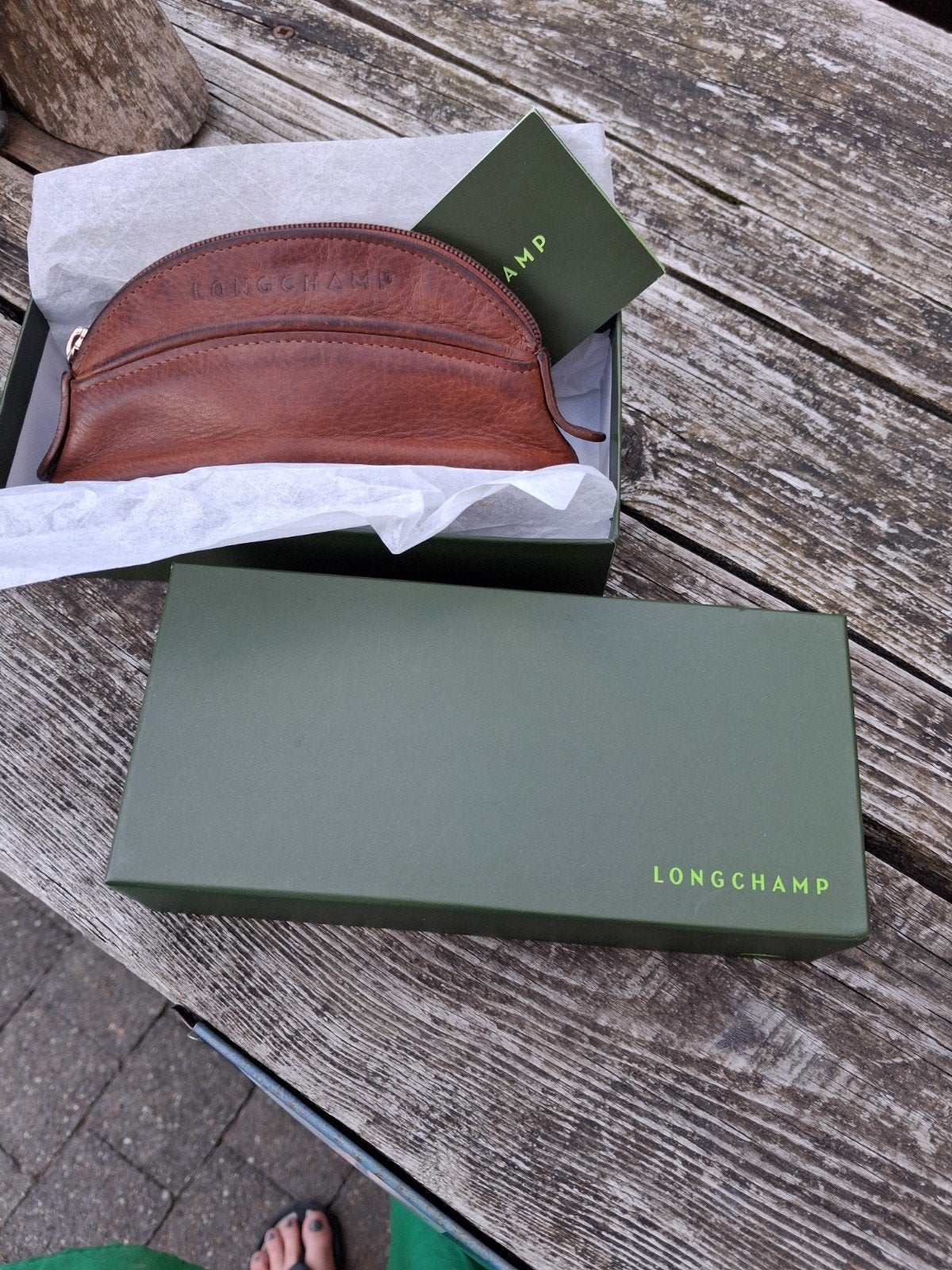 Longchamp porte-monnaie en cuir camel, Enlèvement, Cuir