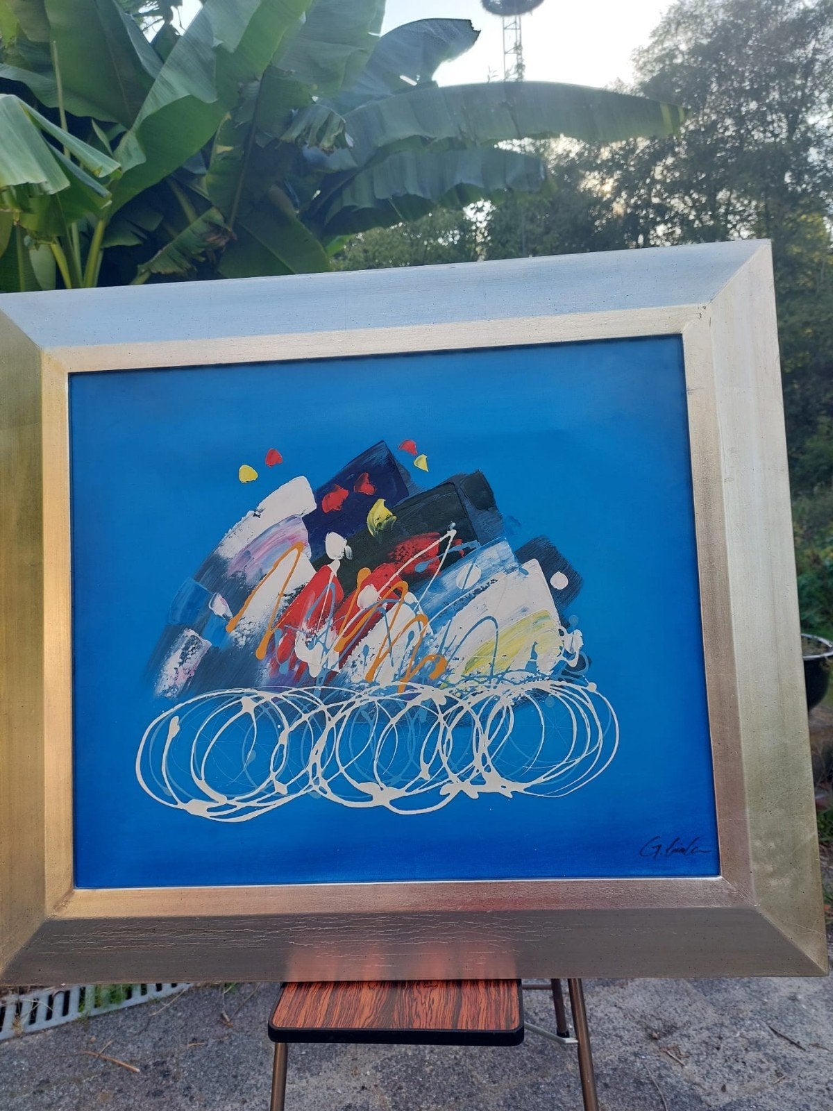 abstract/acrylverf op canvas/tour de france/jaren 80, Ophalen of Verzenden