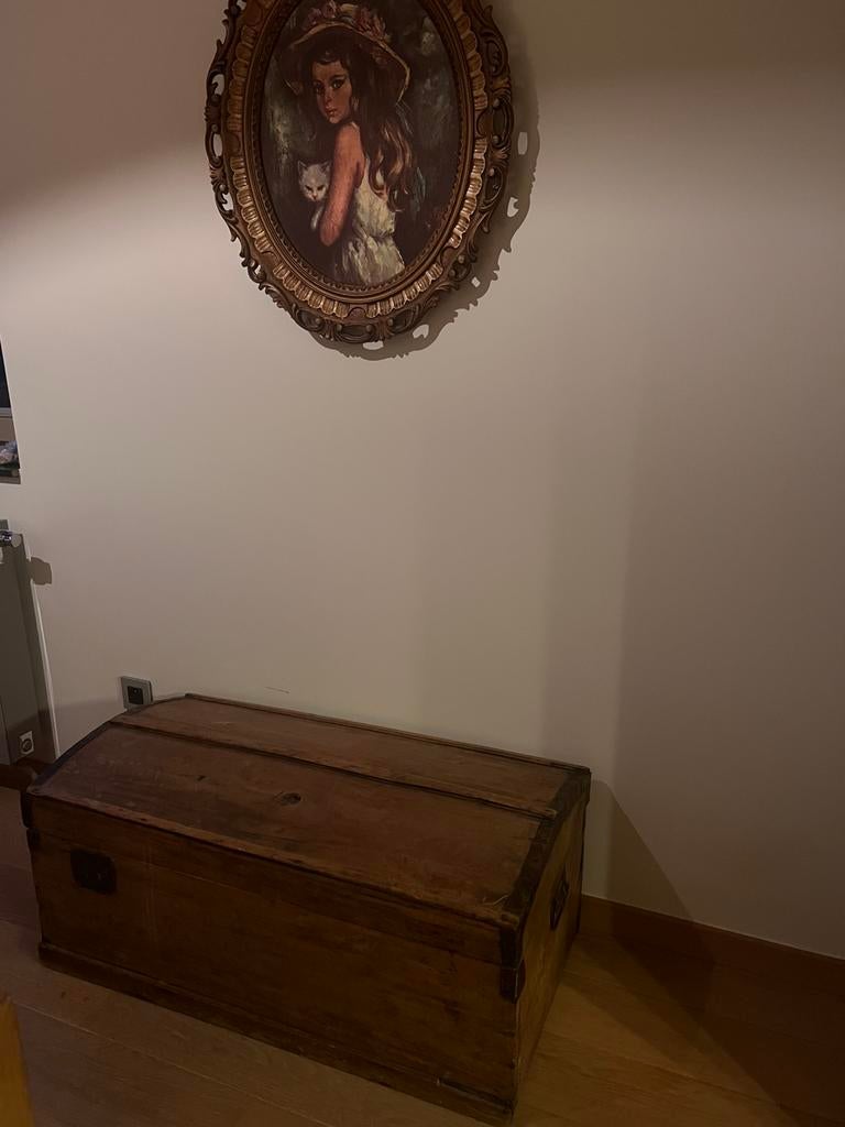 Houten opbergkist hout landelijk houten kist vintage, Ophalen, Minder dan 50 cm, Gebruikt, 50 tot 100 cm