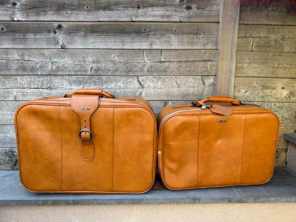 Vintage leren koffers Fiat, Handtassen en Accessoires, Koffers, Zo goed als nieuw, Leer, Ophalen of Verzenden
