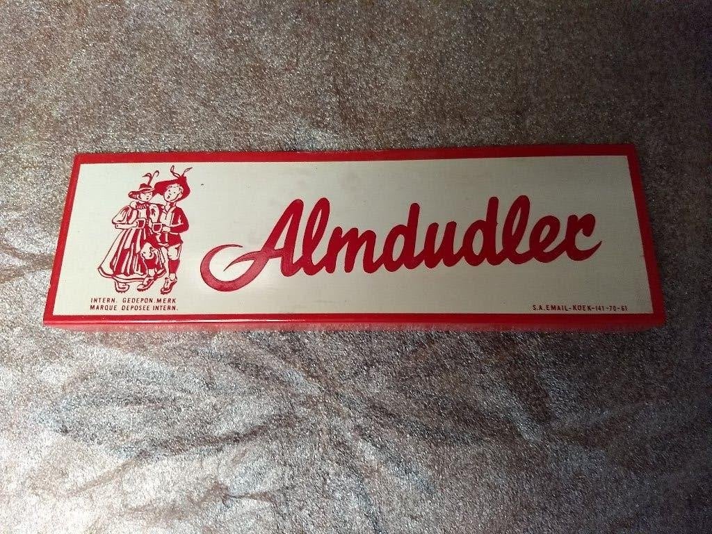 Almdulder - emaille plaatje - 1961, Enlèvement ou Envoi, Comme neuf, Panneau, Plaque ou Plaquette publicitaire, Autres marques