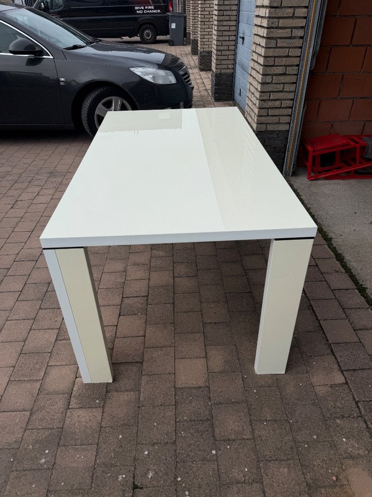 Table de salle à manger blanche brillante, 150 à 200 cm, Enlèvement, Utilisé, 50 à 100 cm
