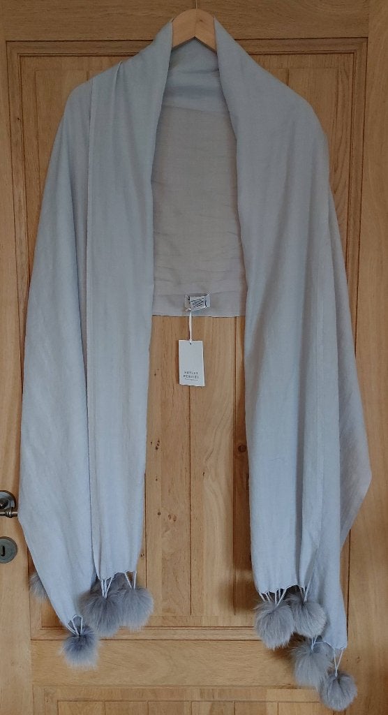Designer HAYLEY MENZIES wol zijde cashmere sjaal met pompons, Kleding | Dames, Mutsen, Sjaals en Handschoenen, Hayley Menzies