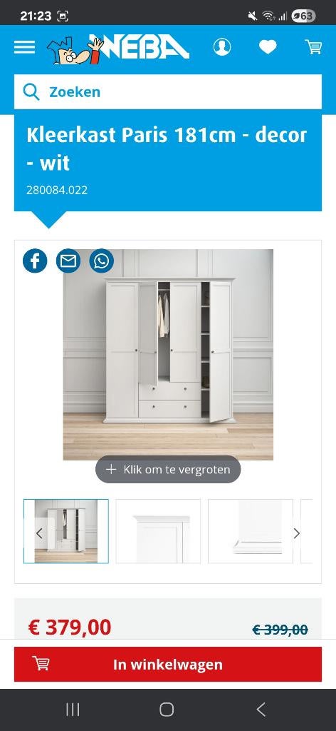 Nieuwe kleerkast, Ophalen, Nieuw, Met klep(pen)