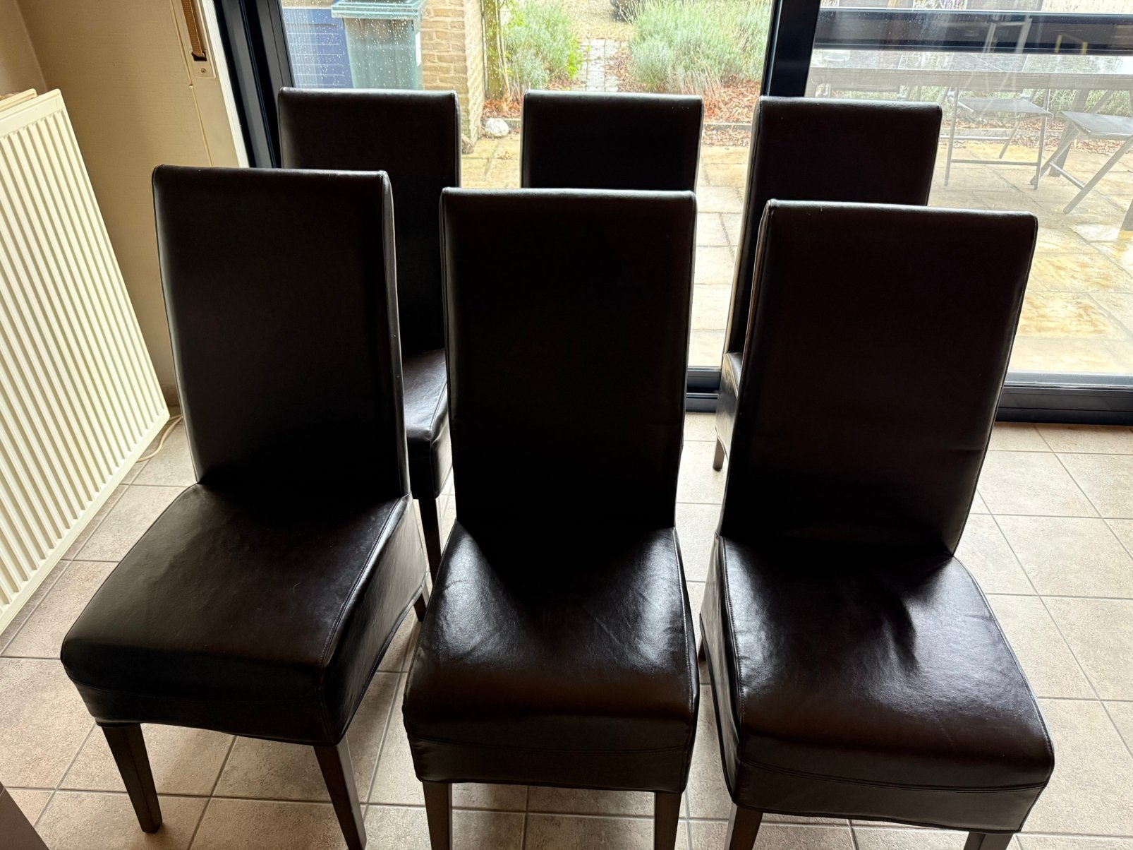 6stoelen, Ophalen, Gebruikt, Bruin, Leer