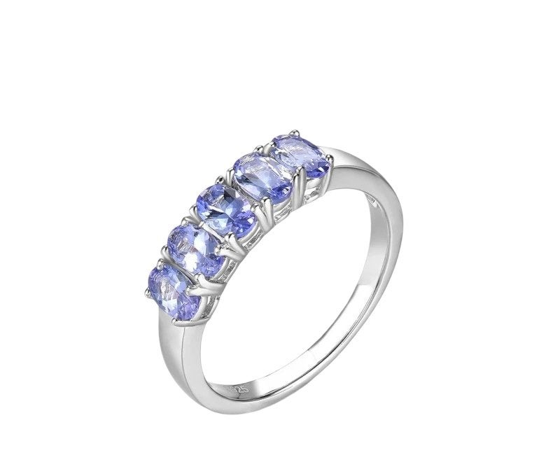 Bague en tanzanite naturelle, 1,2 carat, argent 925 sterling, Bijoux, Sacs & Beauté, Bagues, Neuf, Enlèvement ou Envoi, Avec pierre précieuse
