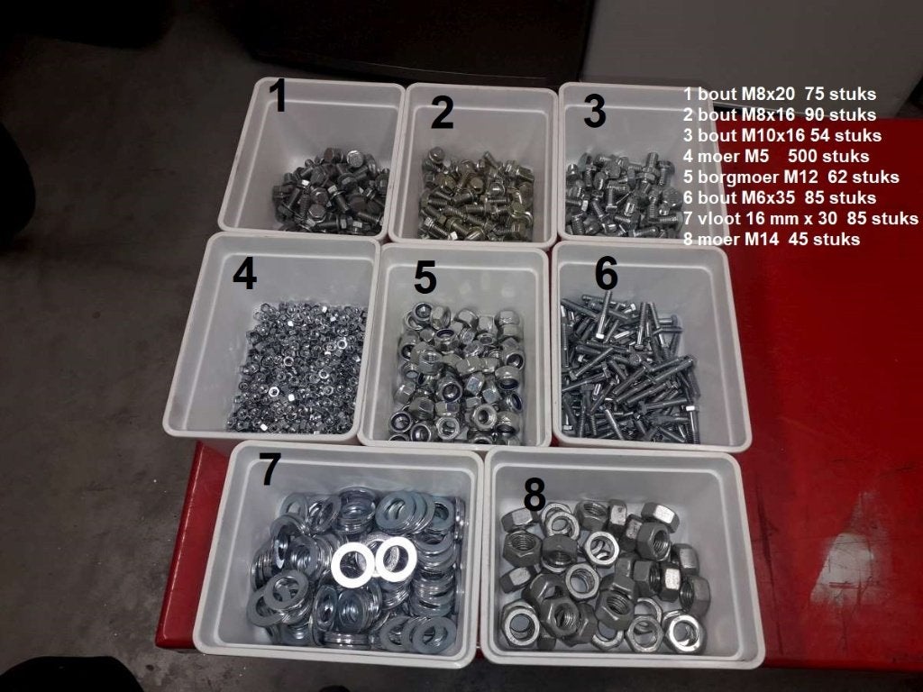 set bouten , moeren en vloten 1 bout M8x20 75 stuks, Ophalen