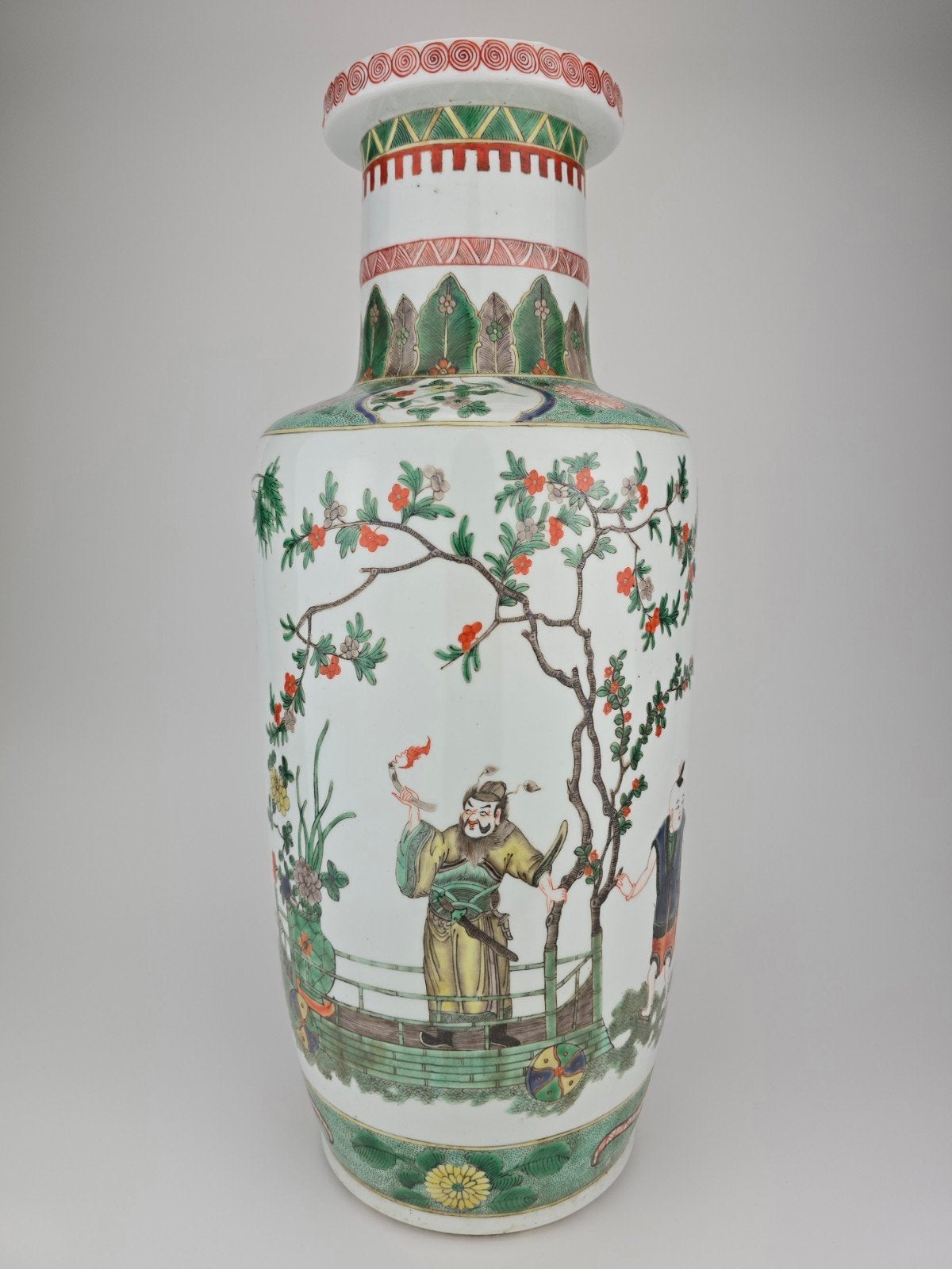 Grand vase chinois famille verte rouleau, porcelaine ancienn, Antiquités & Art, Enlèvement ou Envoi