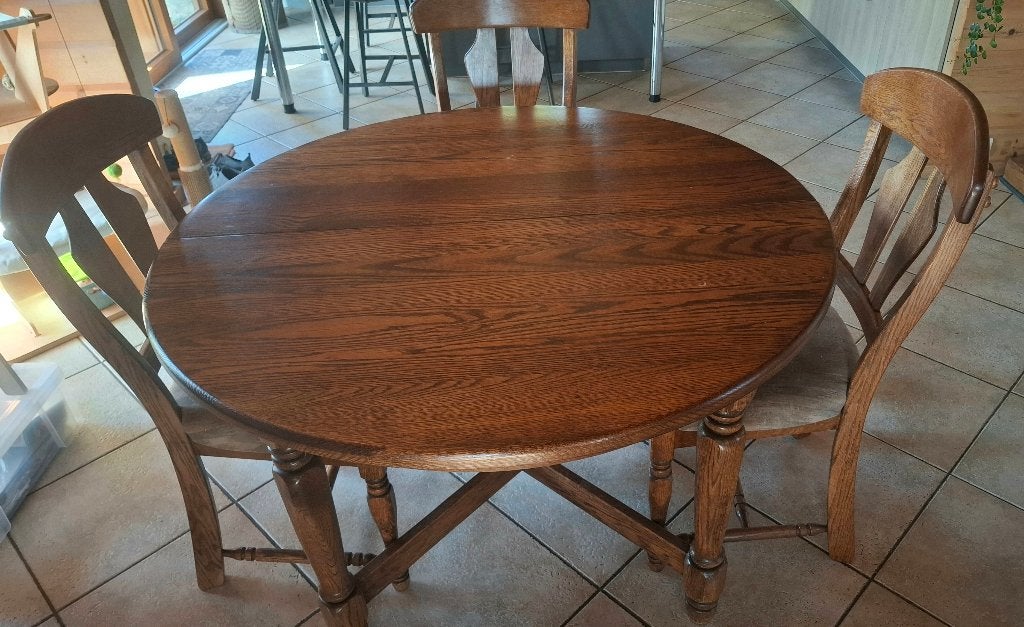 Table en chêne massif ronde de 1m20 transformable., Maison & Meubles, Rond, 100 à 150 cm, Enlèvement, Utilisé