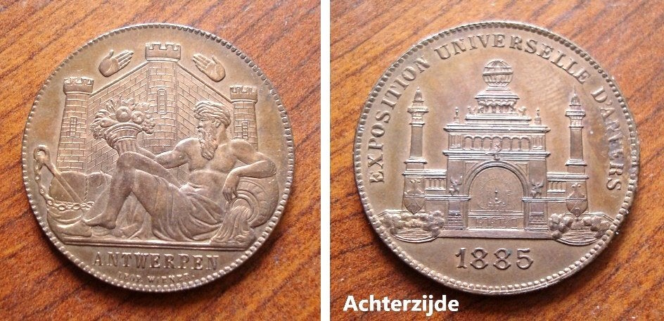 Gedenkpenning expo Universelle Anvers 1885, Verzenden