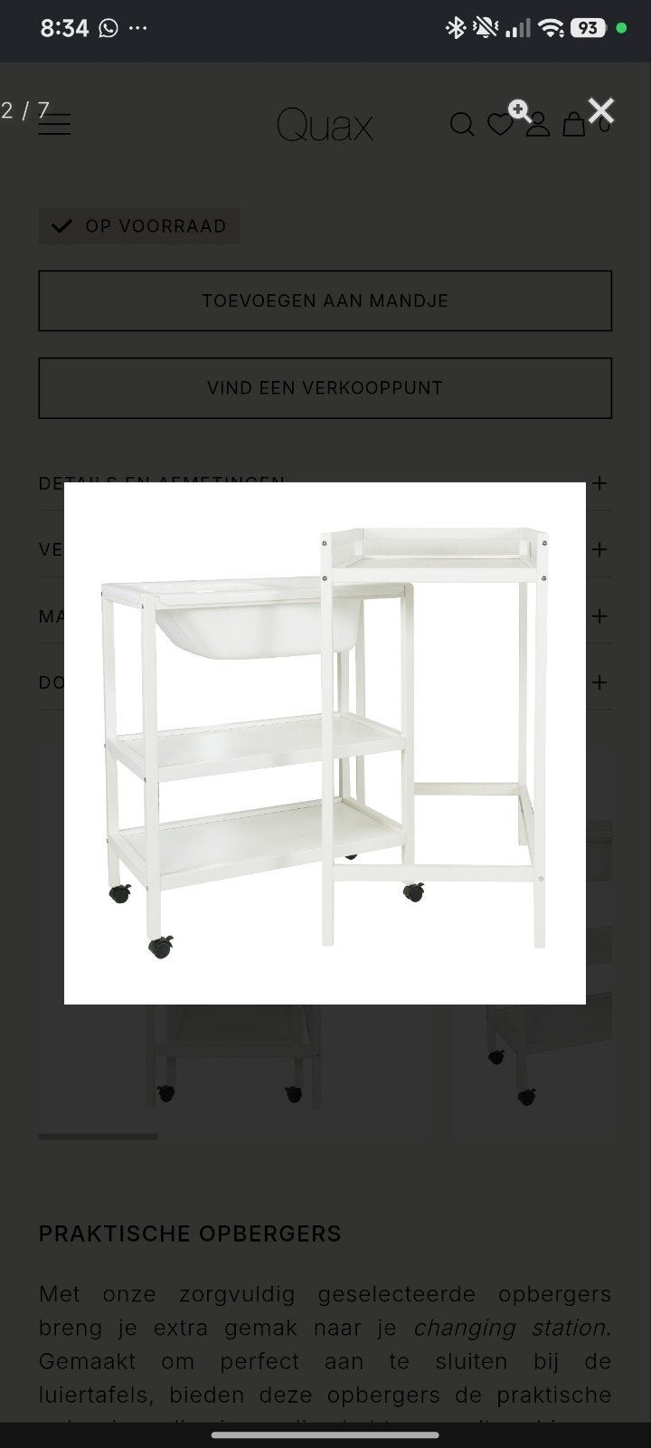 quax luiertafel met bad, wit, Ophalen, Badje