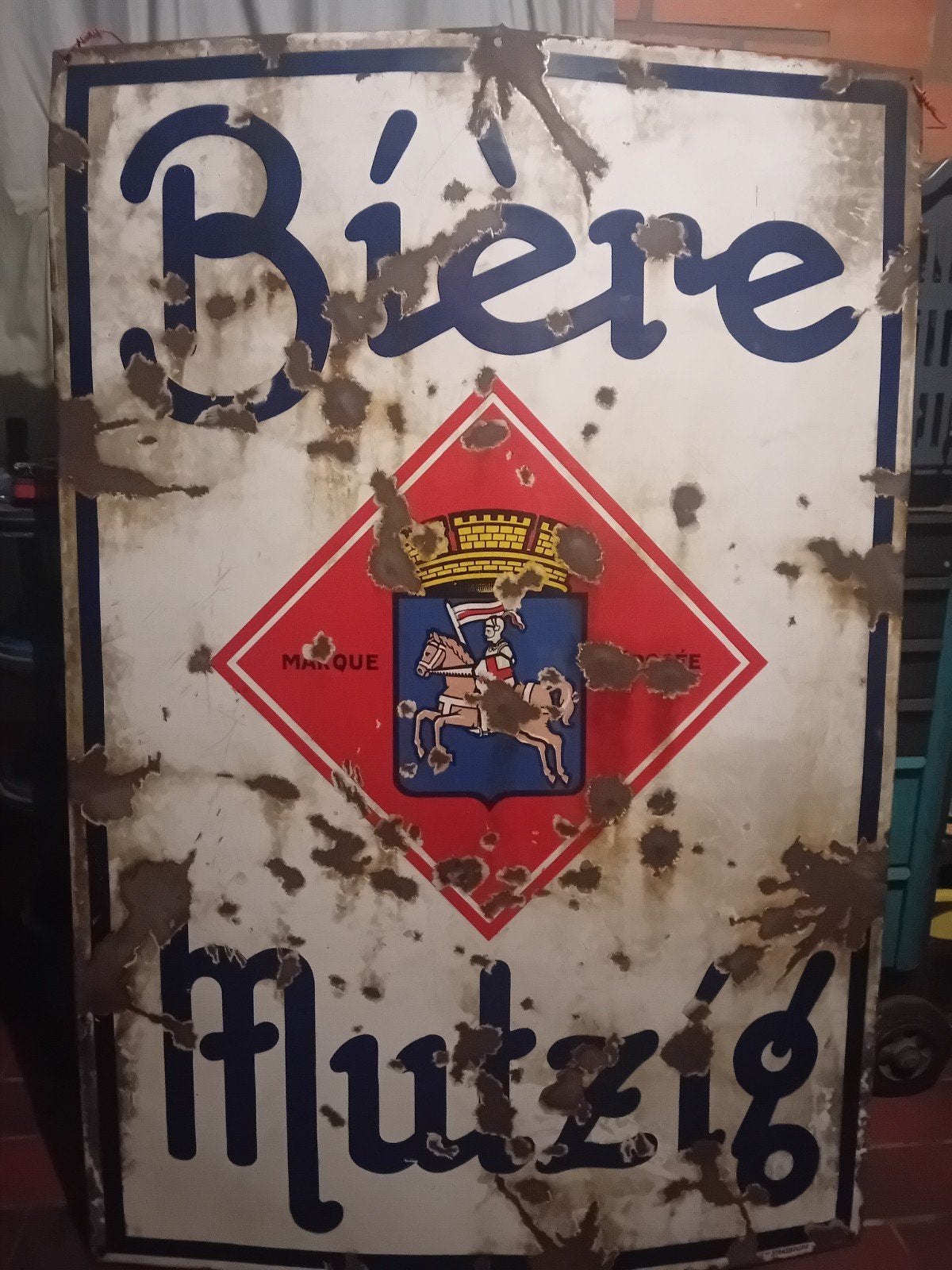 Emaille bord van biere mutzig, Antiquités & Art, Enlèvement