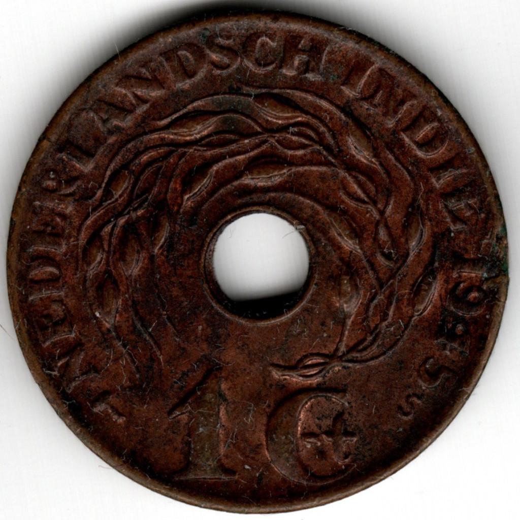 Nederlands Indië : 1 Cent 1945 S KM#317 Ref 16667, Ophalen of Verzenden, Zuidoost-Azië, Losse munt