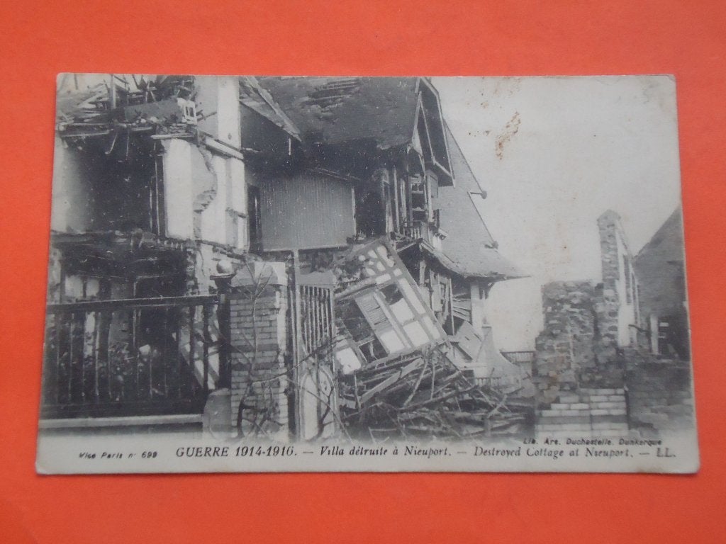 Oorlog 1914 - 1918 Nieuwpoort Villa détruite à Nieuport, Verzamelen, Ophalen of Verzenden, Voor 1920, Gelopen, West-Vlaanderen