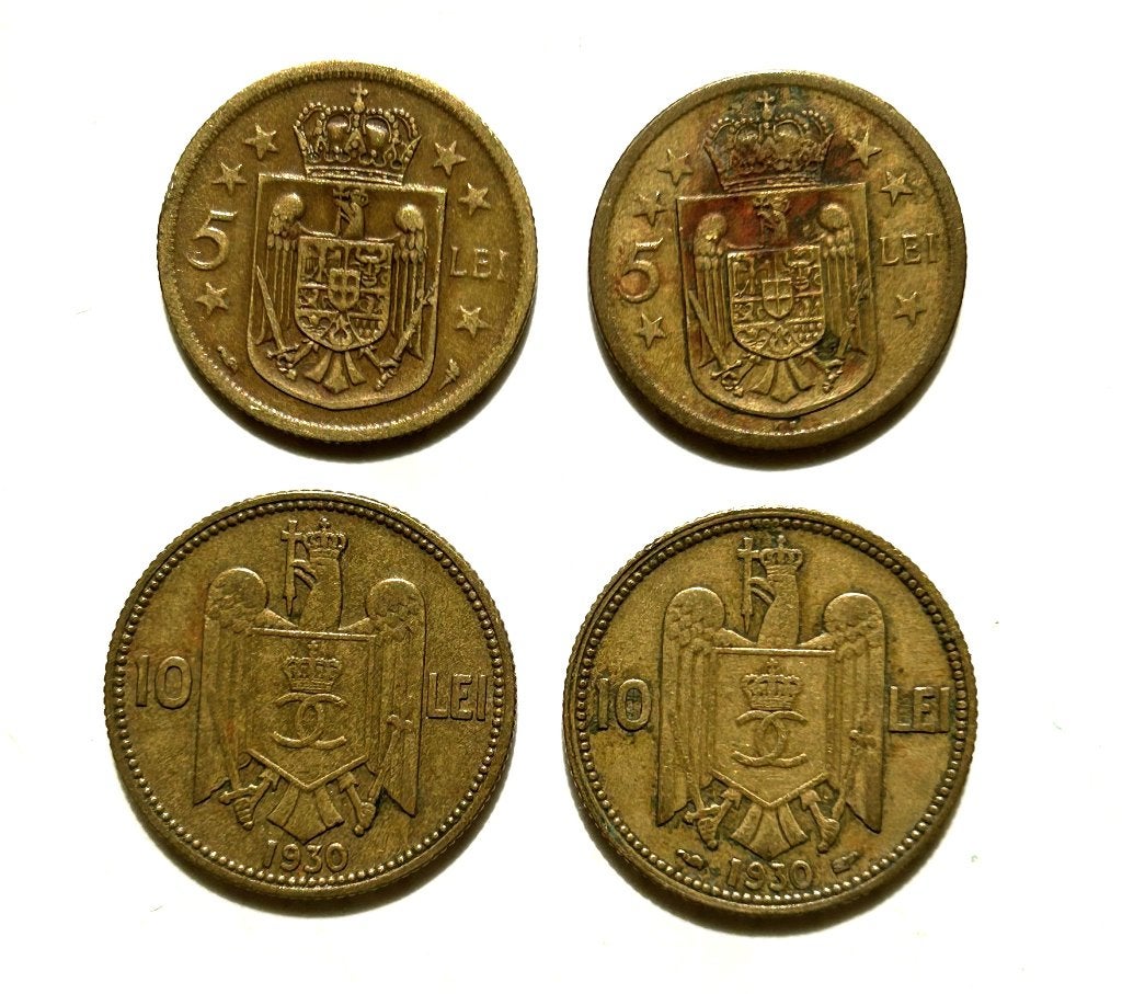 Roemenië, 5 & 10 lei 1930, Ophalen of Verzenden, Overige landen, Losse munt