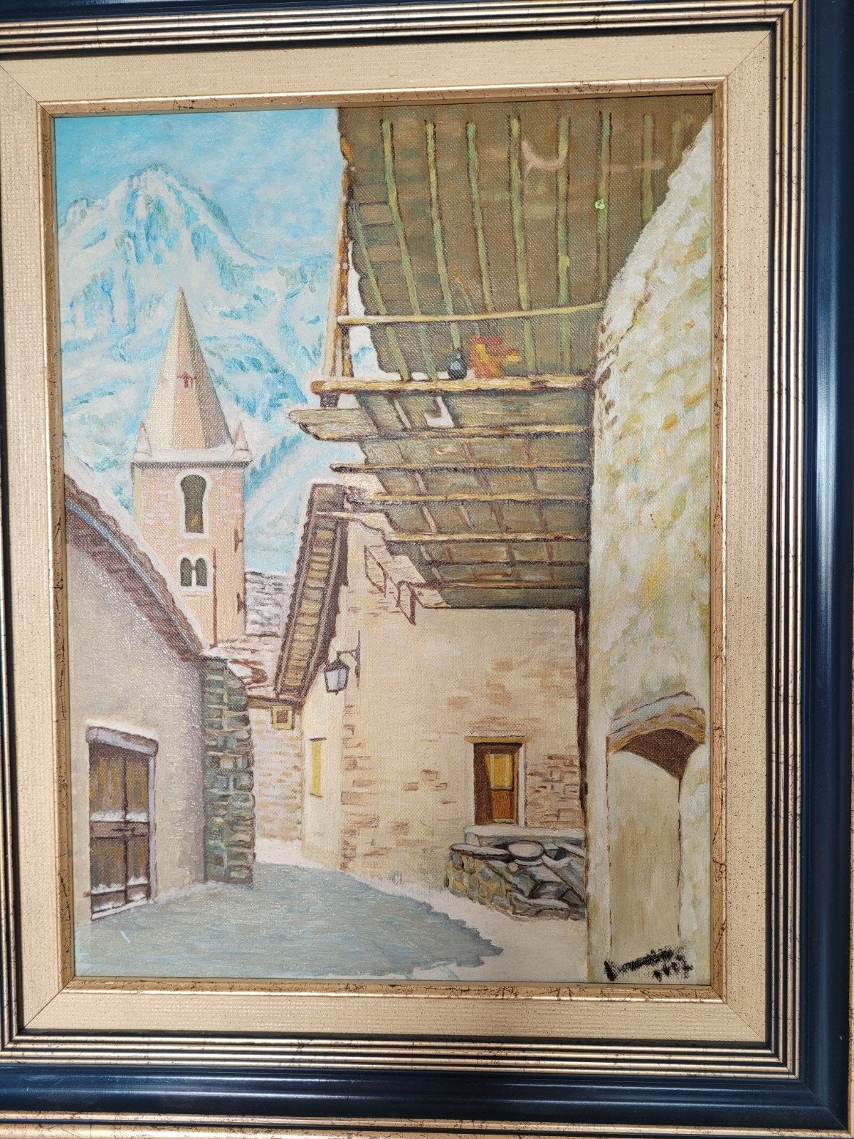 Beau Tableau signee de nice une encienne grange, Enlèvement ou Envoi