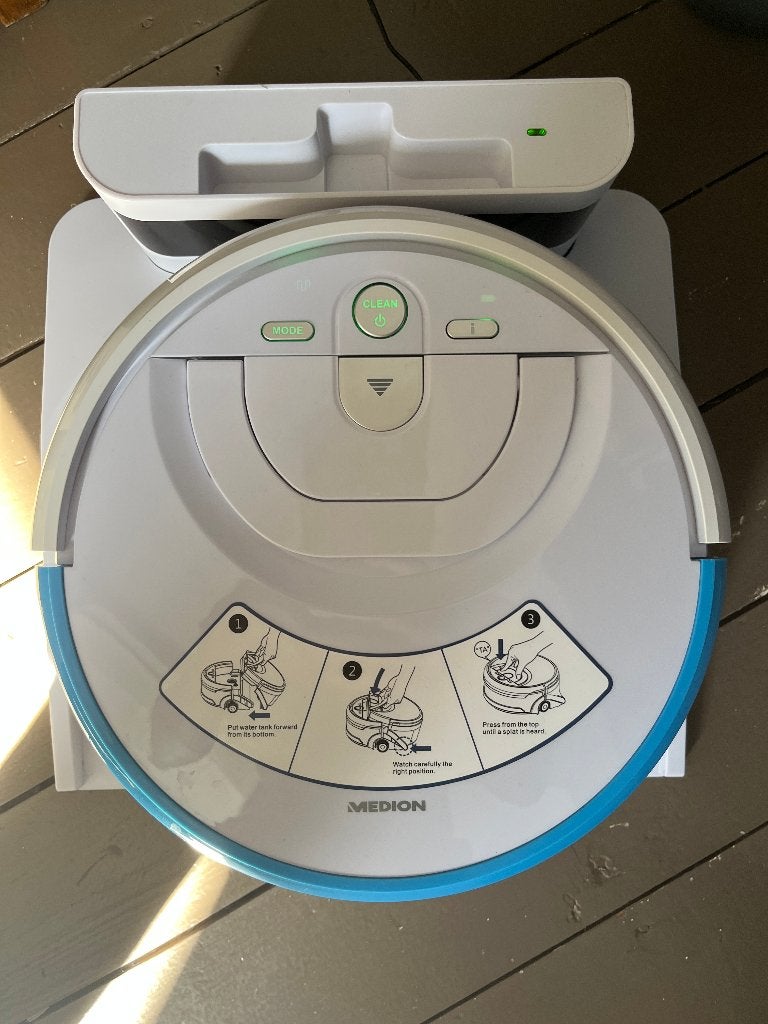 Medion dweilrobot (MD 10406) – nauwelijks gebruikt, met dock, Autres marques, Comme neuf, Enlèvement, Aspirateur robot