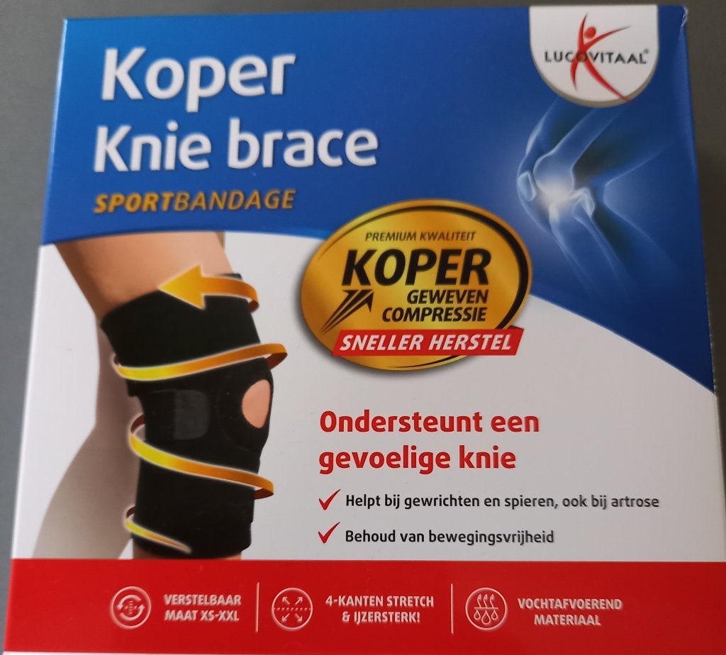 Koper Knie brace verstelbaar maat xs-xxl, Diversen, Verzenden, Nieuw