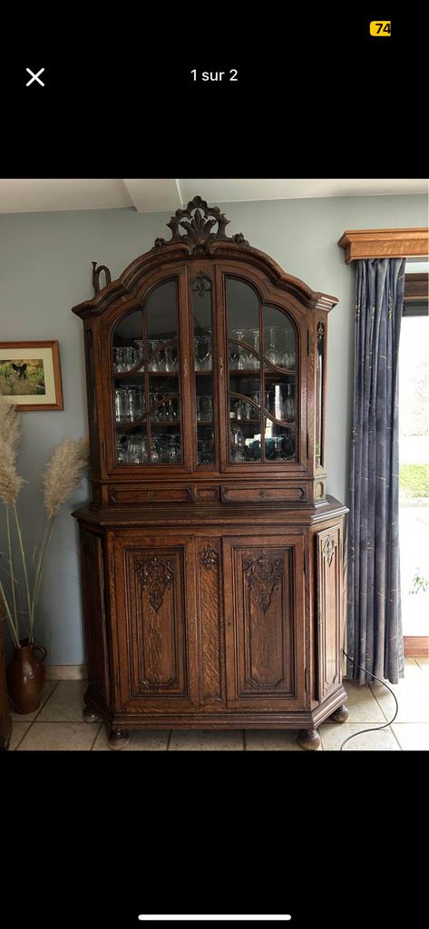 Vaisselier ancien en chêne massif, Antiek en Kunst, Antiek | Meubels | Kasten, Ophalen