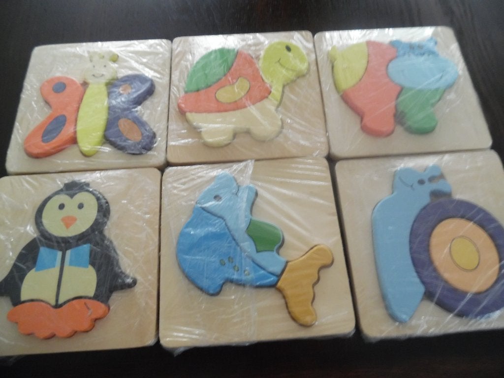 set van zes houten inlegpuzzels, Kinderen en Baby's, Ophalen of Verzenden, Nieuw, Overige typen