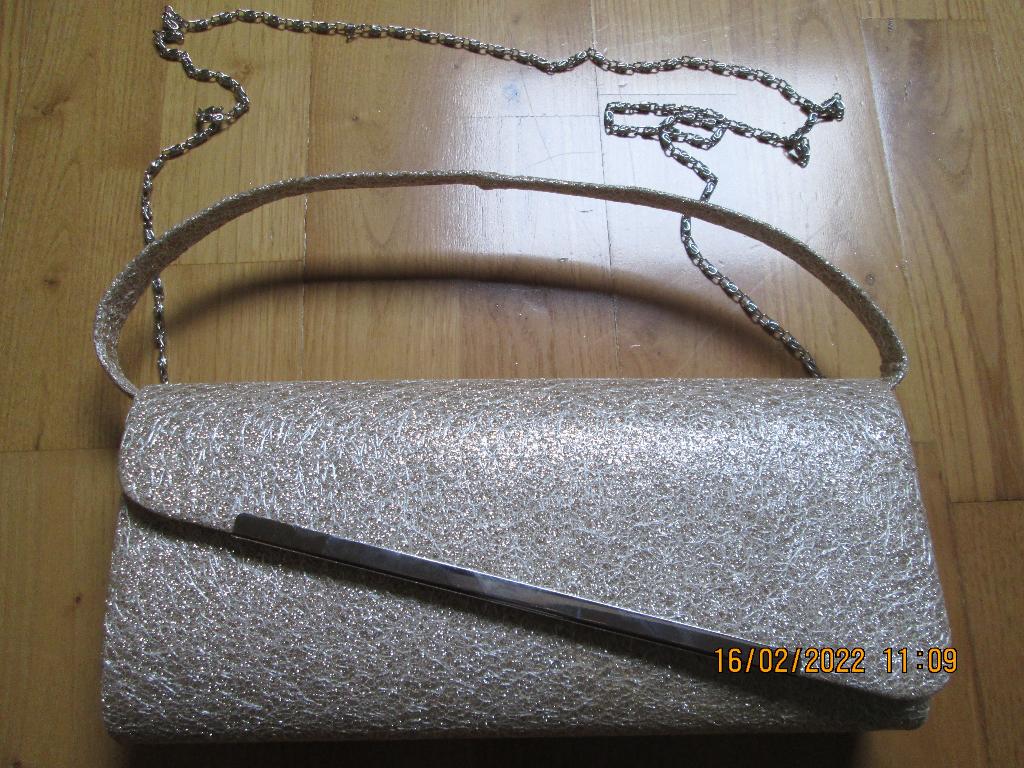 Sac à main, pochette de soirée 3 en 1 en maille scintillante, Ophalen, Nieuw, Beige, Handtas