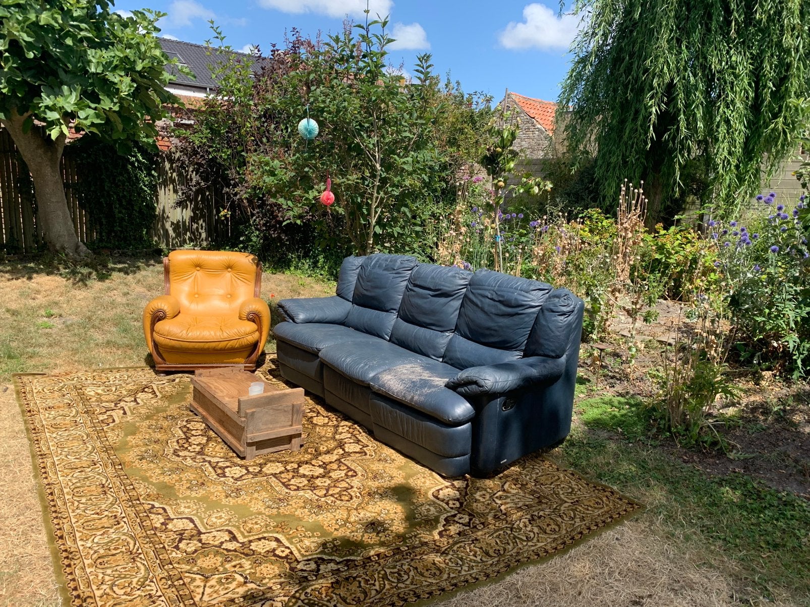 Gratis lederen zetels - 3-zit en 1-zit retro sofa zetel, Ophalen, Zo goed als nieuw