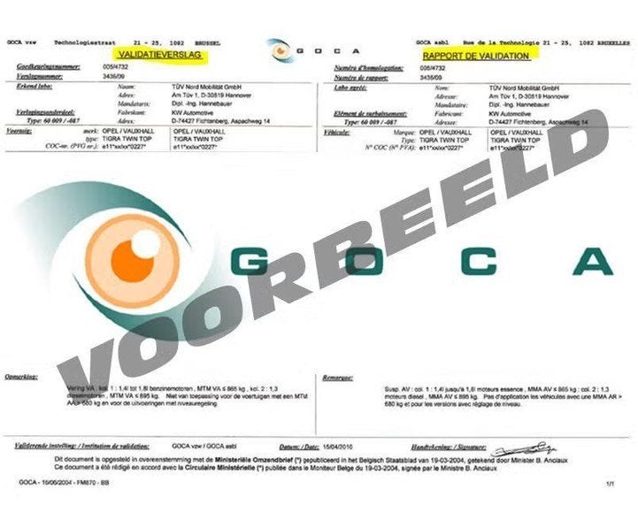 GOCA + ATTESTATION DE MONTAGE VIERGE POUR SUSPENSIONS, Ophalen