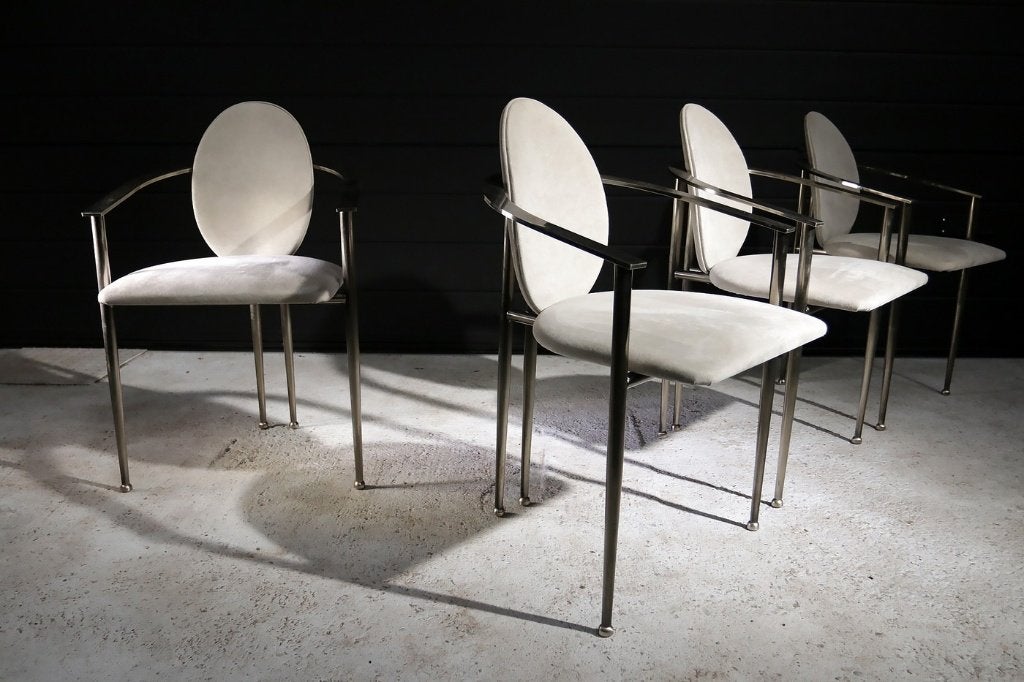 TOP! Vintage Design Belgo Chrom Stoelen Memphis style Grijs, Antiek en Kunst, Ophalen
