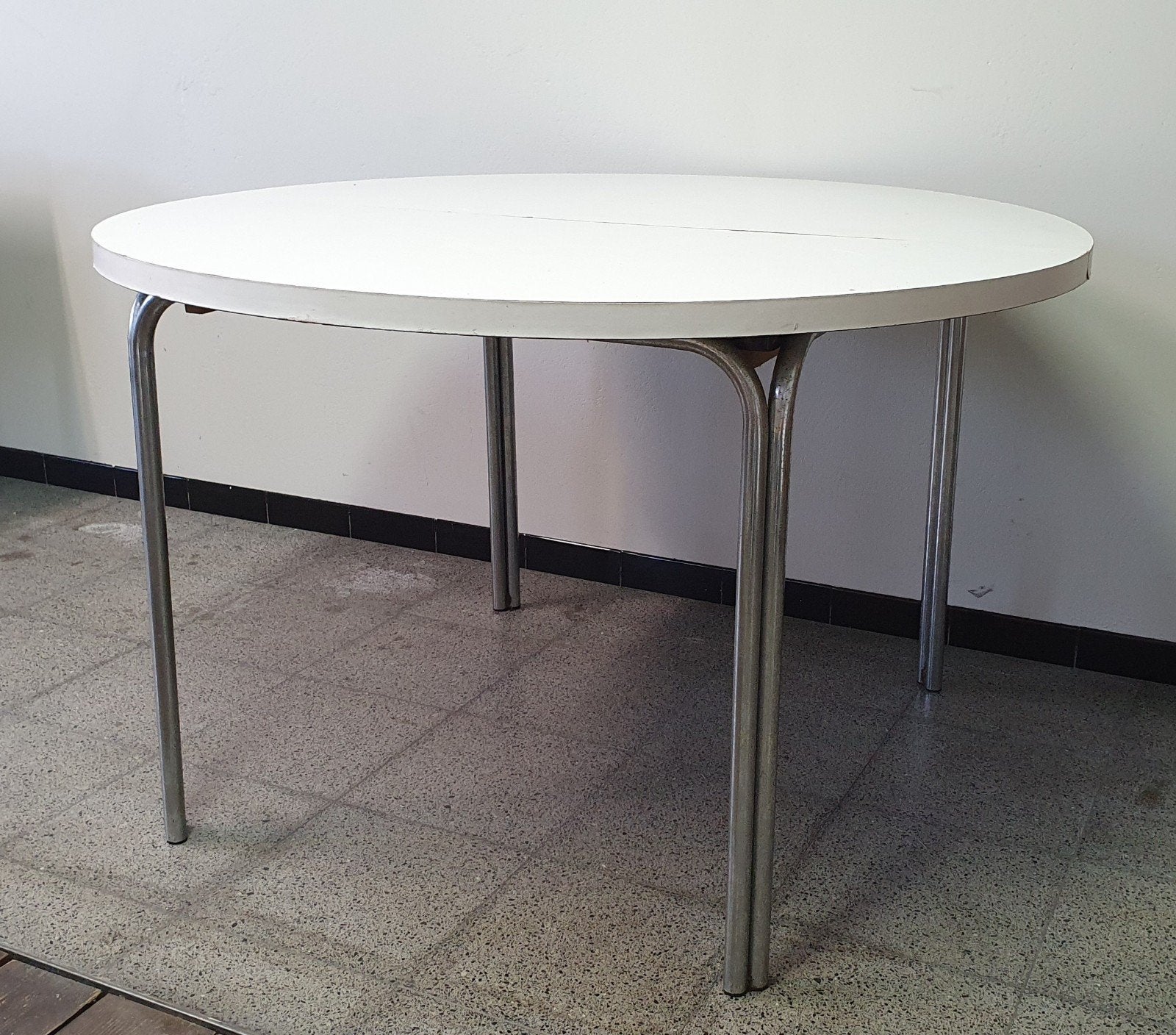 Ronde Eettafel / Werktafel (120x73 cm) – Deelbaar met Chroom, Rond, Enlèvement, Utilisé, 75 cm ou plus