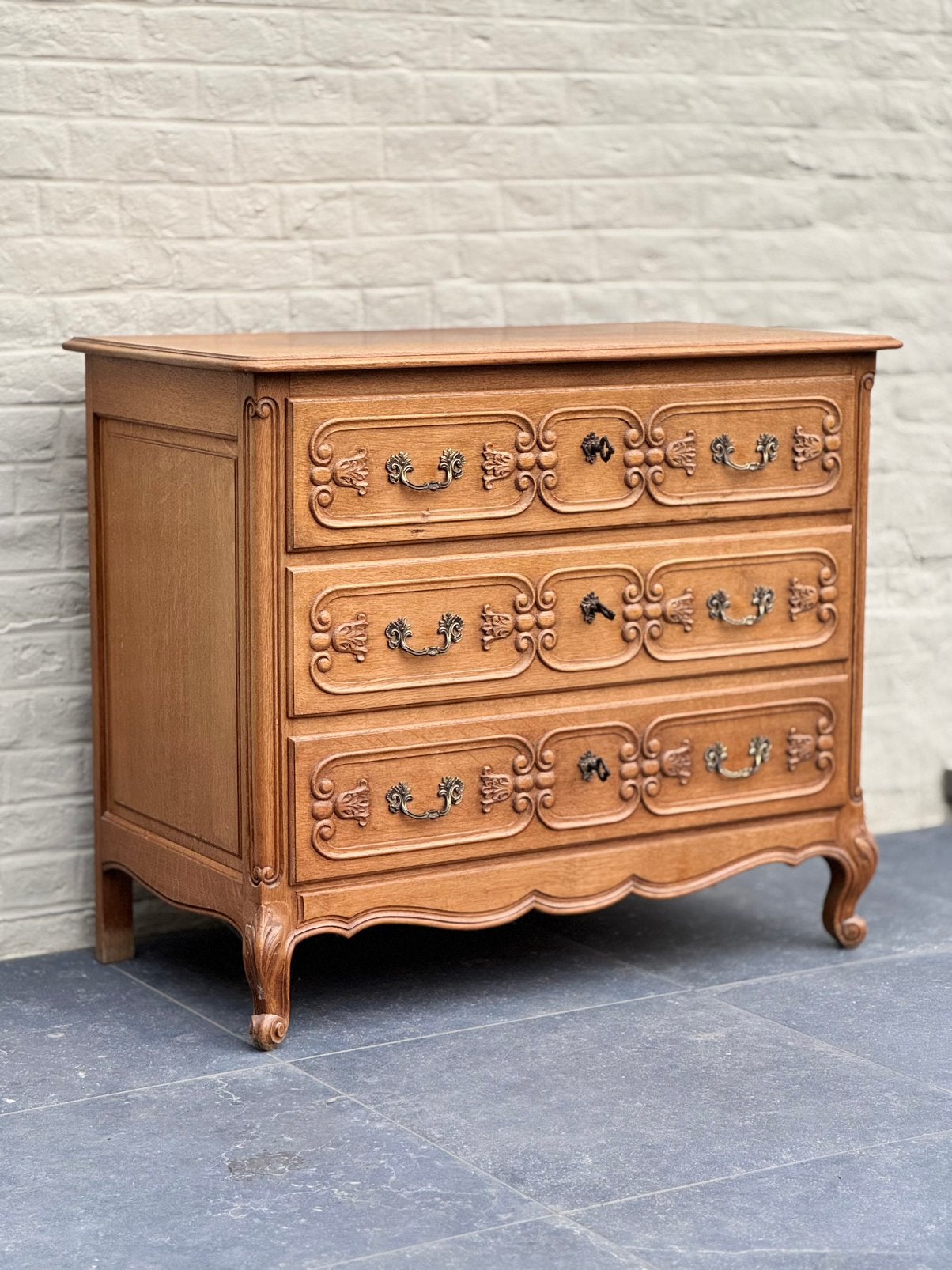 Commode en bois - 3 tiroirs, Maison & Meubles, Armoires | Commodes, 3 ou 4 tiroirs, Moins de 100 cm, Enlèvement, Utilisé