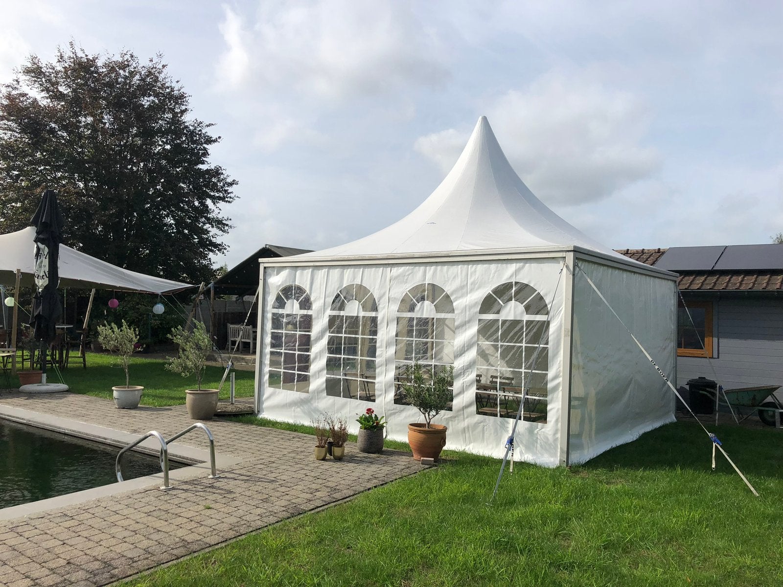 Pagode tent 5x5 meter, Tuin en Terras, Ophalen