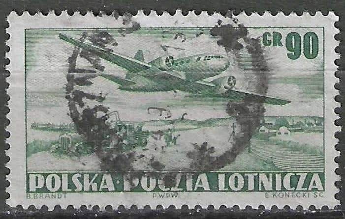 Pologne 1952 - Yvert 29PA - Iliouchine et la campagne (ST), Envoi, Pologne, Affranchi