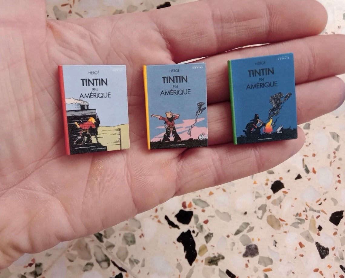 Kuifje in Amerika ingekleurd microalbum *Hergé, Verzamelen, Verzenden, Kuifje, Zo goed als nieuw, Boek of Spel