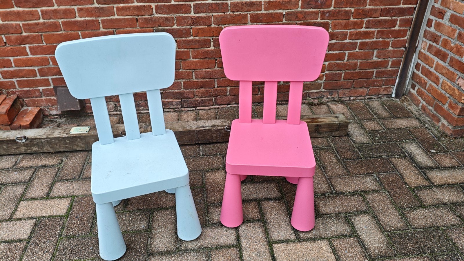 ikea Mammut kinderstoel roze en blauw, Ophalen, Gebruikt, Stoel(en)