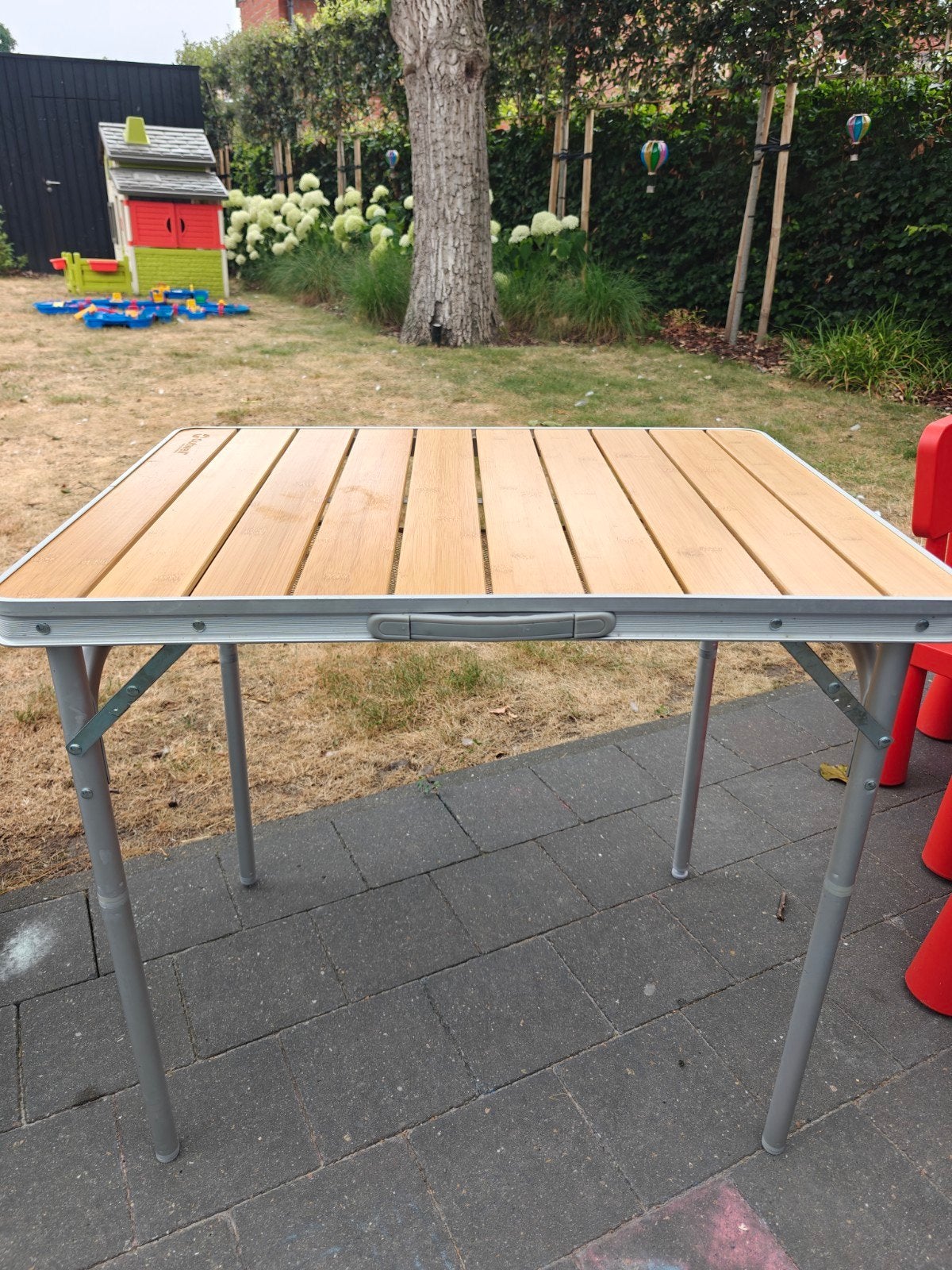 2 kampeertafels bamboe Outwell Calgary S, Caravans en Kamperen, Kampeermeubelen, Ophalen, Campingtafel